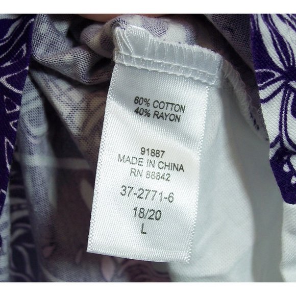 NEW Roaman's L-18/20 Handkerchief Hem Trapeze Tunic Tank Top Purple Lace Print - Picture 10 of 13